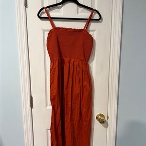 Orange Old Navy Smocked Maxi Dress